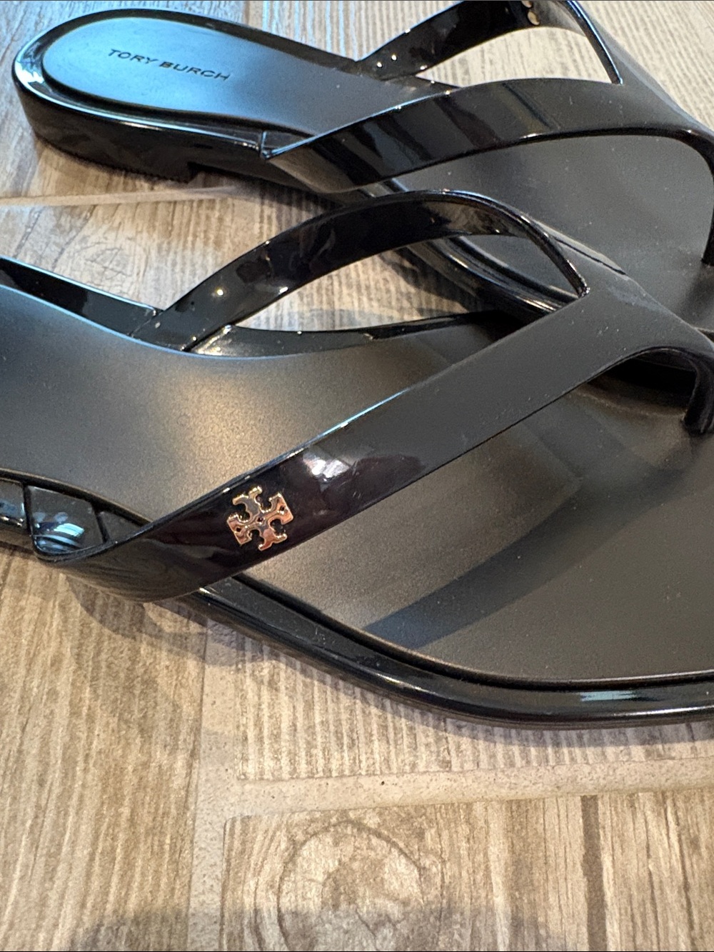 Tory Burch Black Square-Toe Jelly Sandals - Picture 5 of 7